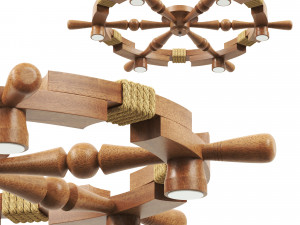 Wooden chandelier steering wheel 3D Model