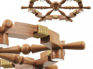 Roda kemudi lampu gantung kayu Model 3D