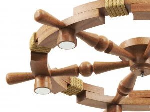 Wooden chandelier steering wheel 3D Model