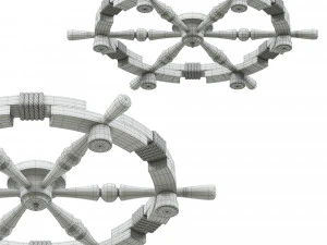 Wooden chandelier steering wheel 3D Model