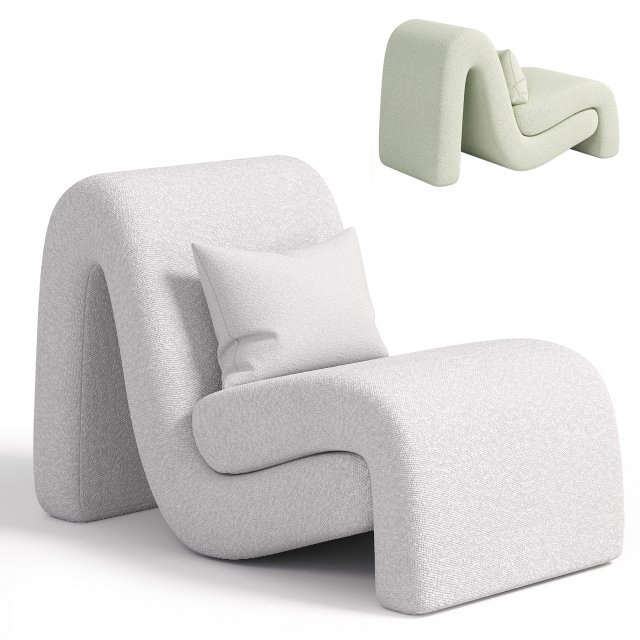 Curve Armchair 3D 모델 .c4d .max .obj .3ds .fbx .stl .blend 