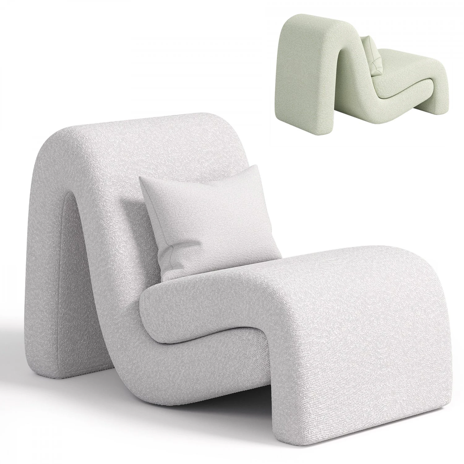 Curve Armchair 3D Model .c4d .max .obj .3ds .fbx .stl .blend 