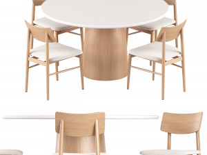 Scandinavian Dining Chair and Round Dining Table 3D Модель