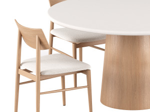 Scandinavian Dining Chair and Round Dining Table 3D Model