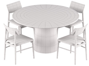 Scandinavian Dining Chair and Round Dining Table 3D Model