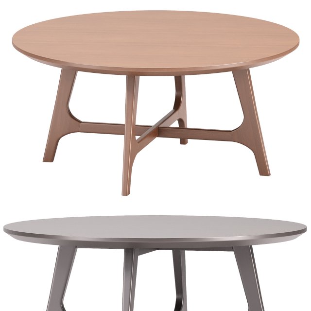 Larsen Large Round Walnut Coffee Table 3D Modell .c4d .max .obj .3ds .fbx .stl .blend 