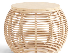 Boho Natural Round Patio Rattan Coffee Table Modelo 3D