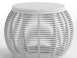 Boho Natural Round Patio Rattan Coffee Table Modelo 3D