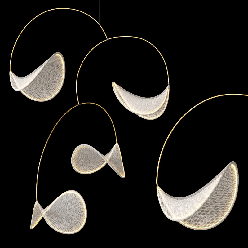 Llll-02 fabric pendant 4 lights Model 3D .c4d .max .obj .3ds .fbx .stl .blend