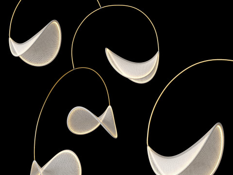 Llll-02 fabric pendant 4 lights 3D Model