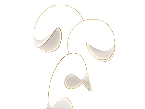 Llll-02 fabric pendant 4 lights Model 3D
