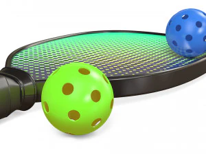 Pickleball set Paddle and Balls 3D Model