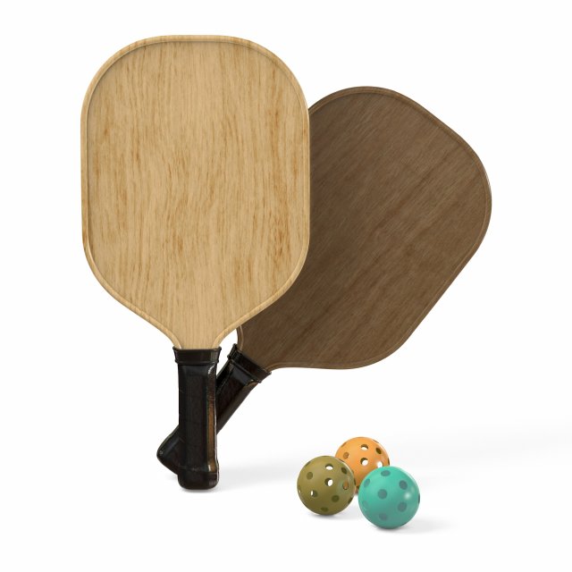 Pickleball set Paddle and Balls 3D Model .c4d .max .obj .3ds .fbx .stl .blend 