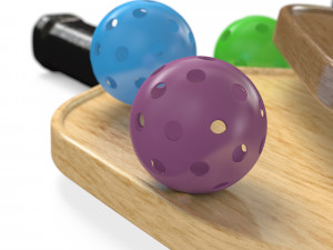 Pickleball set Paddle and Balls 3D Model