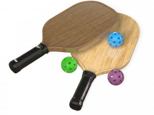 Pickleball set Paddle and Balls 3D Model