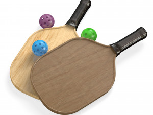 Pickleball set Paddle and Balls 3D Model