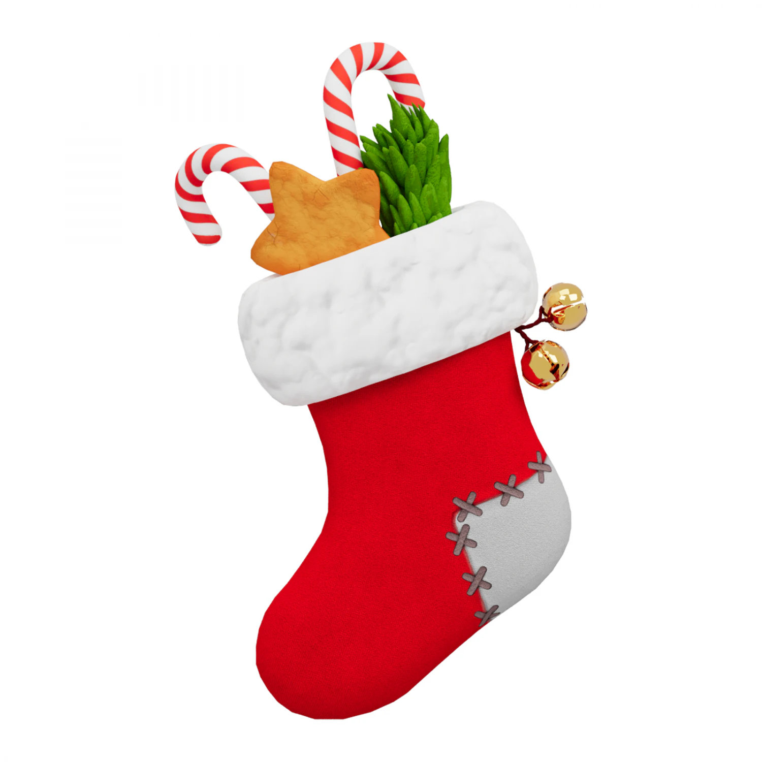 Christmas Sock 3D Model .c4d .max .obj .3ds .fbx .stl .blend 