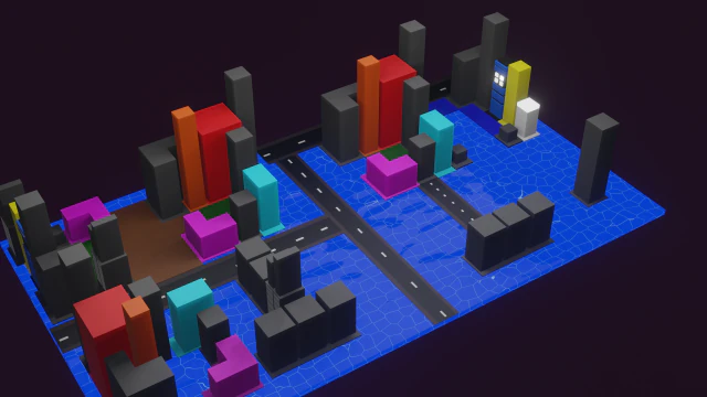 G&ouml;kdelen Binası D&uuml;ş&uuml;k Poli Varlıklar D&uuml;ş&uuml;k Poli 3D Model .c4d .max .obj .3ds .fbx .stl .blend 