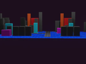 G&ouml;kdelen Binası D&uuml;ş&uuml;k Poli Varlıklar D&uuml;ş&uuml;k Poli 3D Model