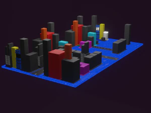 G&ouml;kdelen Binası D&uuml;ş&uuml;k Poli Varlıklar D&uuml;ş&uuml;k Poli 3D Model