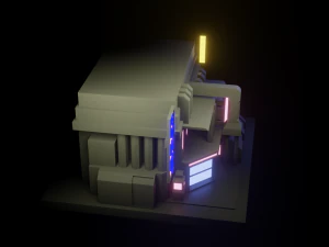 Stylized Cyberpunk Building Low-poly 3D Model