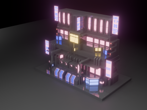 Stylized Cyberpunk Building Low-poly Low-poly Modello 3D