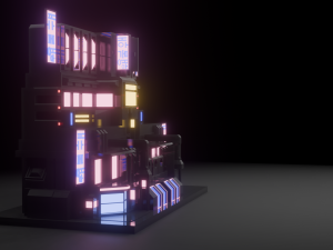 Stylized Cyberpunk Building Low-poly Low-poly Modello 3D