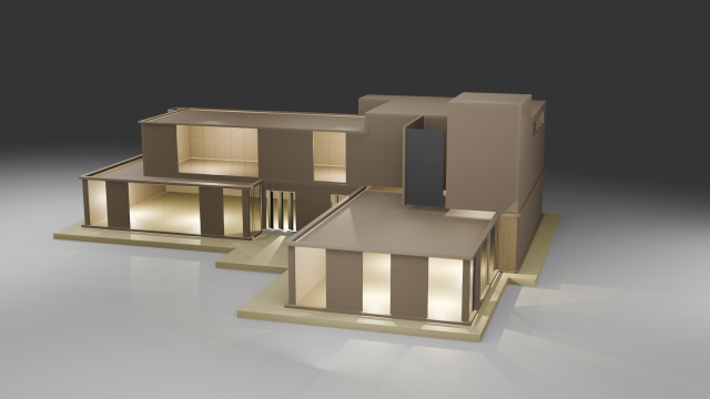 MODERN HOUSE Exterior with Posh Lighting Low-poly Modèle 3D .c4d .max .obj .3ds .fbx .stl .blend 