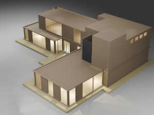 MODERN HOUSE Exterior with Posh Lighting Low-poly Modèle 3D