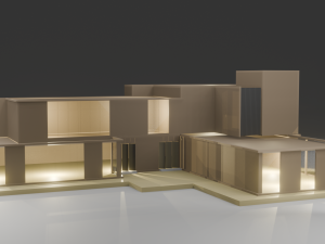 MODERN HOUSE Exterior with Posh Lighting Low-poly Modèle 3D