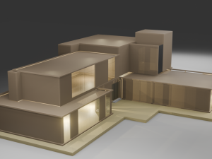 MODERN HOUSE Exterior with Posh Lighting Low-poly Modèle 3D