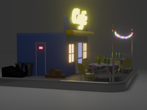 Mini Cafe Shop Low-poly 3Dモデル