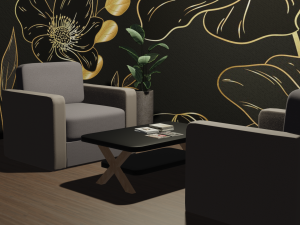 Office Chairs and Table Modello 3D