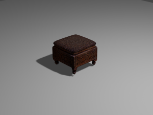 Indian wood carved ottoman 3D 模型
