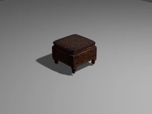 인도 나무 조각 오토만 3D 모델