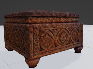 Indian wood carved ottoman Model 3D
