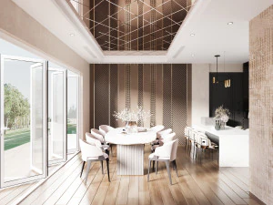 Modern Dining Room and Kitchen 3D Model