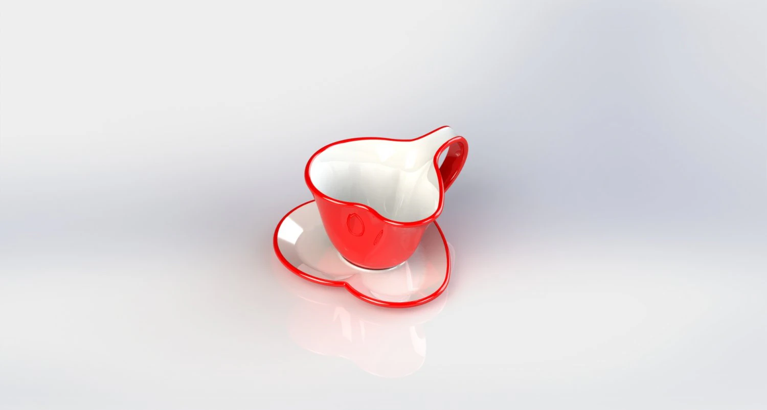 Heart cup and saucer 3D Print Model .c4d .max .obj .3ds .fbx .stl .blend 