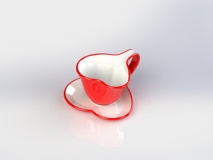 Heart cup and saucer Modello di stampa 3D