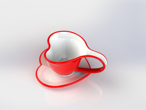 Heart cup and saucer 3D-printmodel