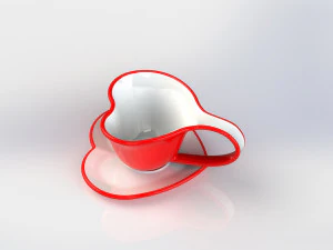 Heart cup and saucer 3D Print Model