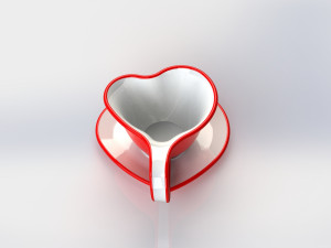 Heart cup and saucer 3D-printmodel