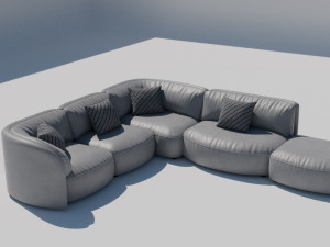 Leather-Sofa-Interior 3D-Modell