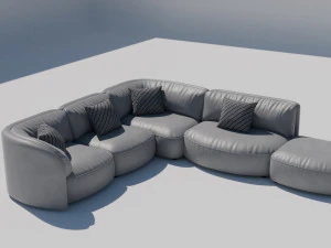 Leather-Sofa-Interior 3D Model