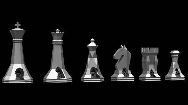 Chess Set Model 02 v02 3D Print Model .c4d .max .obj .3ds .fbx .stl .blend 
