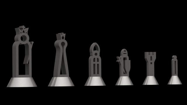Chess Set Model 03 v01 3D 打印模型 .c4d .max .obj .3ds .fbx .stl .blend 