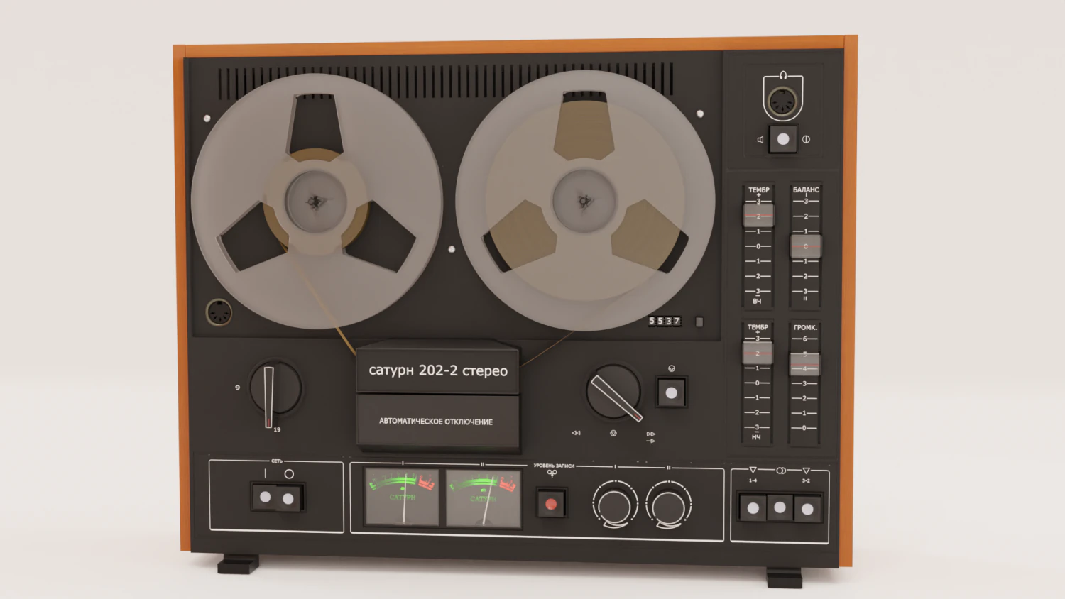 Saturn 202 magnetofonu szpulowego Model 3D .c4d .max .obj .3ds .fbx .stl .blend 