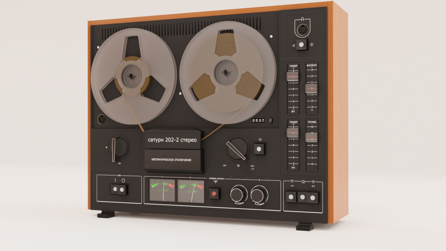 Saturn 202 of a reel-to-reel tape recorder 3D Model in Audio 3DExport
