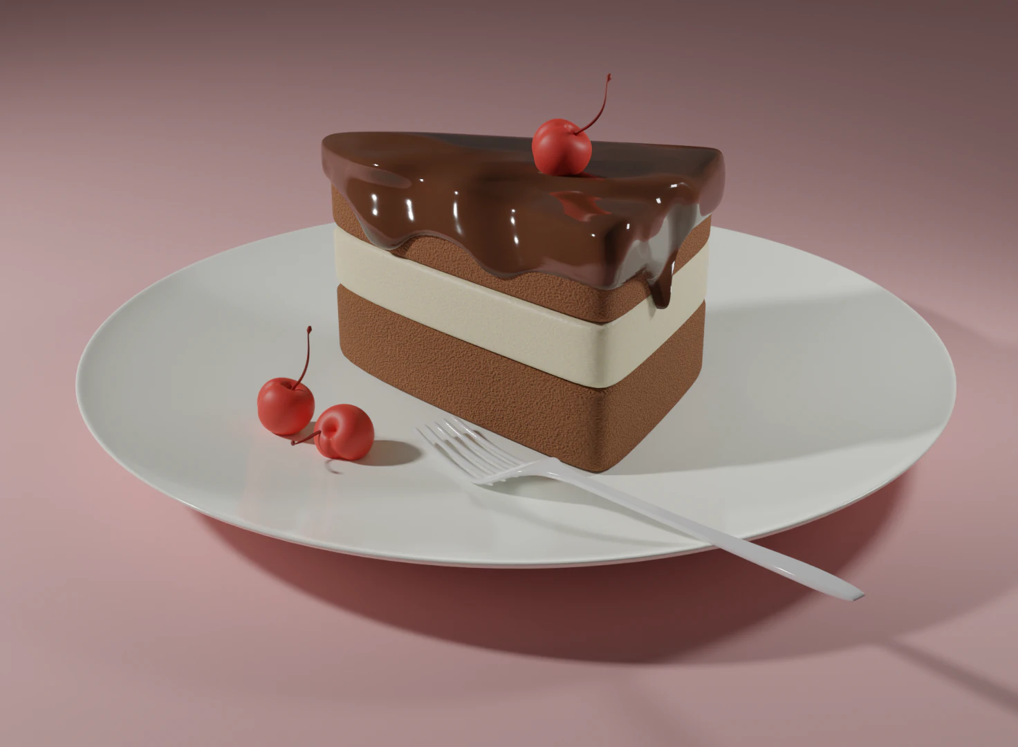 Шоколадный торт 3D Модель .c4d .max .obj .3ds .fbx .stl .blend 