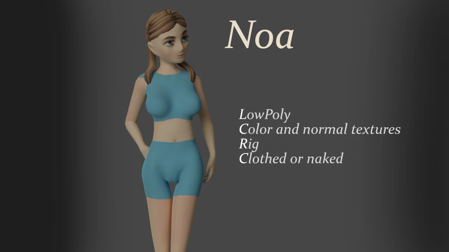 Noa - Rigged and game ready low polygon model 3D Model .c4d .max .obj .3ds .fbx .stl .blend 